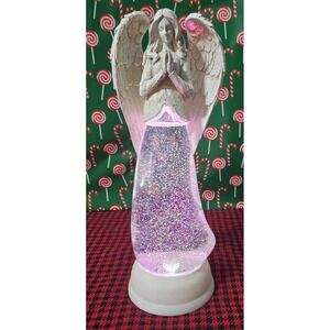 Cracker Barrel Praying Angel Glitter Water Globe Illuminated Continual Glitter